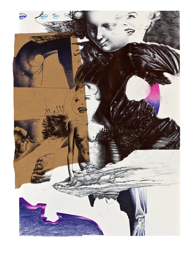 Νίκος Μόσχος - Lost and found - Στυλό και κολάζ σε χαρτί. 70Χ52