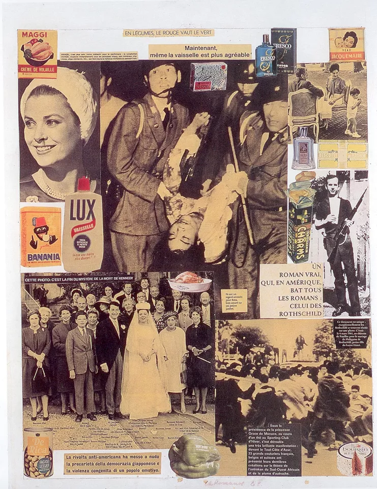 Χρύσα Ρωμανού (1931-2006), "Reportage" 1965. Κολάζ σε καμβά 65 X 50 εκ. Συλλογή Ειρήνης Παναγοπούλου