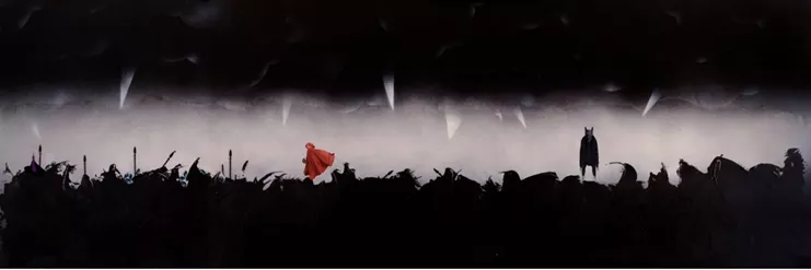 «Wolf Rebirth - White», 185x67cm, Mixed media on canvas