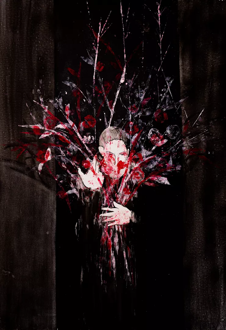 «Φαίδρα Ι, σινική», ακρυλικό, λάδι σε μουσαμά, 100 χ 70 εκ., 2022