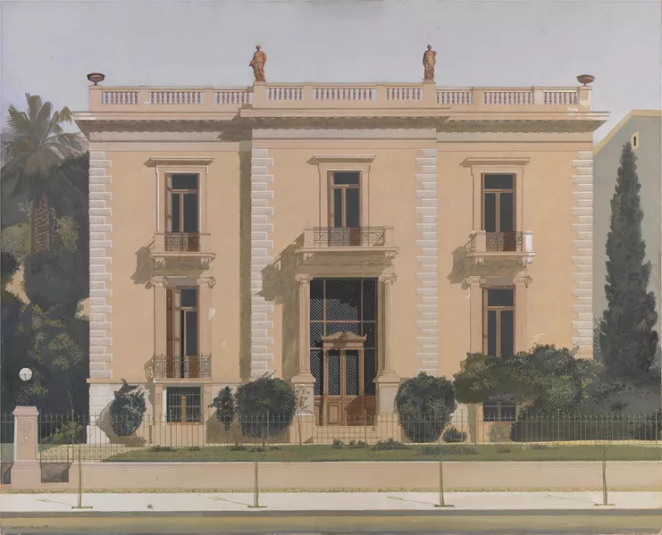 Καλλιτέχνης: Γιάννης Τσαρούχης (1910-1989) | Τίτλος: &quot;Το σπίτι του Εμπειρίκου” | Τεχνική: Νερομπογιά σε χαρτί | Διαστάσεις: 89x110εκ. | Χρονολογία: 1959 | Δημοσιεύσεις: Γιάννης Τσαρούχης 1910-1989, Μουσείο Μπενάκη 18 Δεκ. - 14 Μαρ. 2010, σελ.173, αρ. 209.