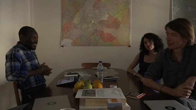 Ντοκιμαντέρ exergue on documenta14, Δημήτρης Αθυρίδης. Olu_Oguibe_,_Adam_Szymczyk,_Katerina_Tselou