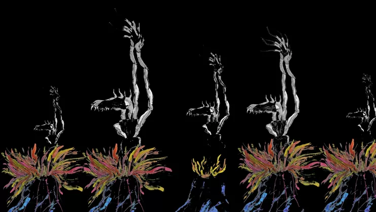 «Eros walks volcanic conjuring», κινούμενη εικόνα - βιντεοεγκατάσταση, 5’, 2023.