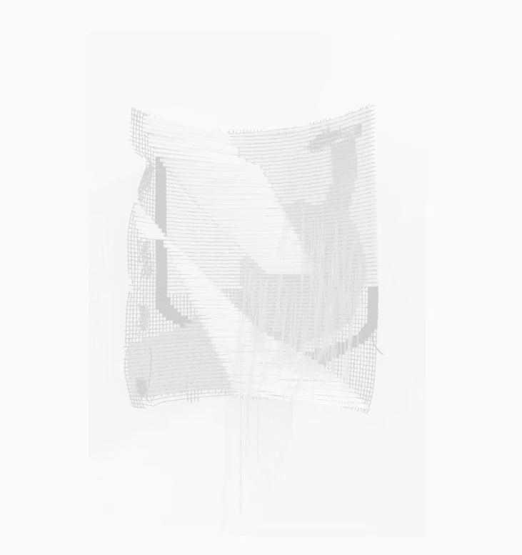 Ζόε Πολ, Κρόνος, 2019, Πλεκτό σε σχάρα, 93 x 80 x 26 cm
