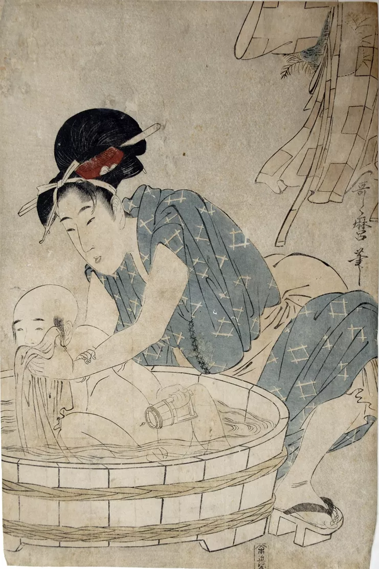 Kitagawa Utamaro (περ. 1753-1806), &quot;Γυναίκα που πλένει ένα μικρό αγόρι&quot;, περ. 1801. Ξυλογραφία. Μουσείο Μπενάκη, ΠΧΓα_305