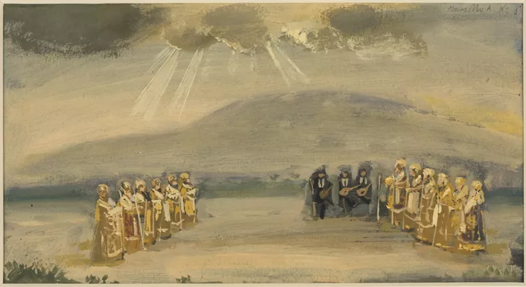 &quot;Σκηνικό για το Μπαλέτο Α του Τσαρούχη&quot;, 1971. Gouache σε χαρτί. Ίδρυμα Γιάννη Τσαρούχη, αρ. ευρ. 377