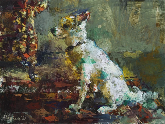 Animal Tales Γιάννης Αδαμάκης, Η κόκκινη πολυθρόνα, 2022, 30Χ40 εκ., ακρυλικά σε μουσαμά