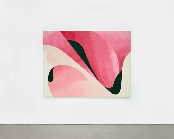 Sarah Crowner, "Elevation, Dusk or Dawn", 2024. Acrylic on canvas, sewn 72 x 90 inches (182.9 x 228.6 cm) © Sarah Crowner Photo: Maris Hutchinson. Courtesy Gagosian