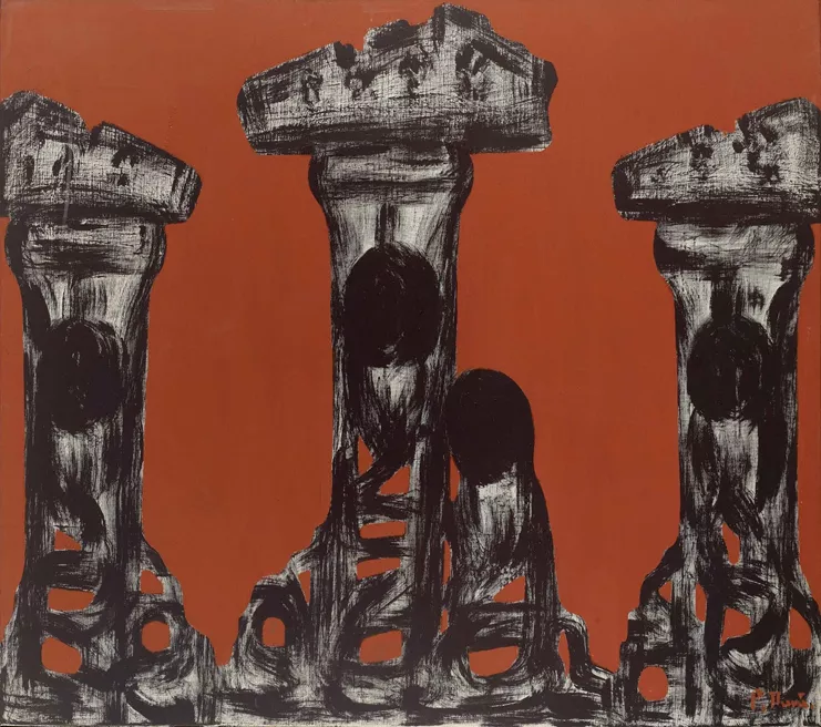 Από την ενότητα &quot;Η διάβρωση του πολιτισμού&quot;, 1970/1971, σκόνες και κόλλα σε καμβά, 80 × 90 εκ.