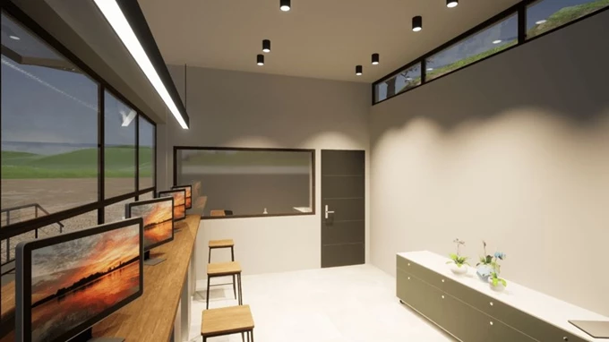 Φωτορεαλιστική απεικόνιση σημείου με αυτόματους πωλητές