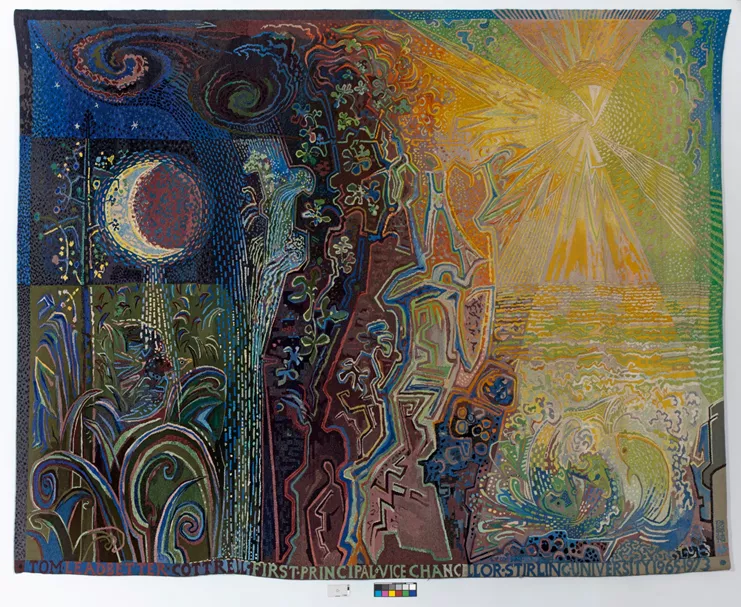 Τοπίο με στοιχεία της φύσης, 1975-1976. Ταπισερί, 396 x 523 εκ. (University of Stirling)