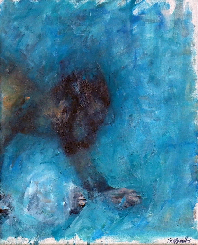 Γιώργος Κεβρεκίδης Into the Blue XIII 50x40cm, Oil painting (2022)