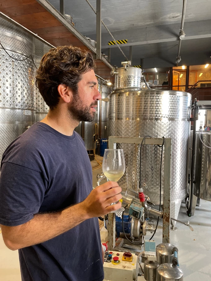 Μιχάλης Κούλογλου Kyanos Wines Orycton Σαντορίνη κρασί Ασύρτικο