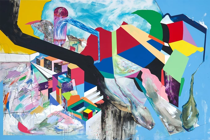 Στο Kήπο της Εδέμ _ η Διχόνοια_2023_λάδι & μικτή τεχνική σε καμβά_200x300