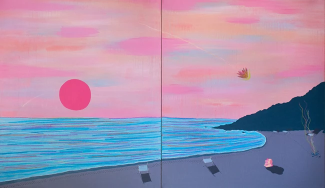 Coming, acrylics, oil and oil-sticks on linen, 200x120cm (diptych), 2020