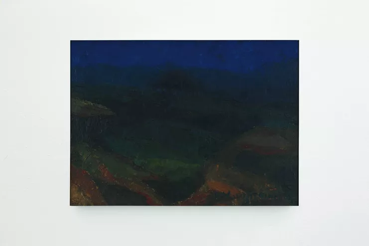 Γιάννης Μανιατάκος, "Άτιτλο", λάδι σε καμβά, 46 x 62 cm (18 1/8 x 24 3/8 in), 1980