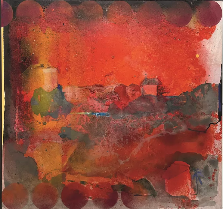 &quot;Απογευματινό χωριό&quot;, μεικτά μέσα, 63X65εκ.