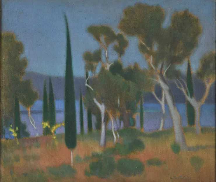 Τοπίο, 1912-1917. Λάδι σε ύφασμα. Κληροδοσία αντί Φόρου Κληρονομίας Νικολάου Παρθένη. Εθνική Πινακοθήκη-Μουσείο Αλεξάνδρου Σούτσου - αρ. έργου 9986