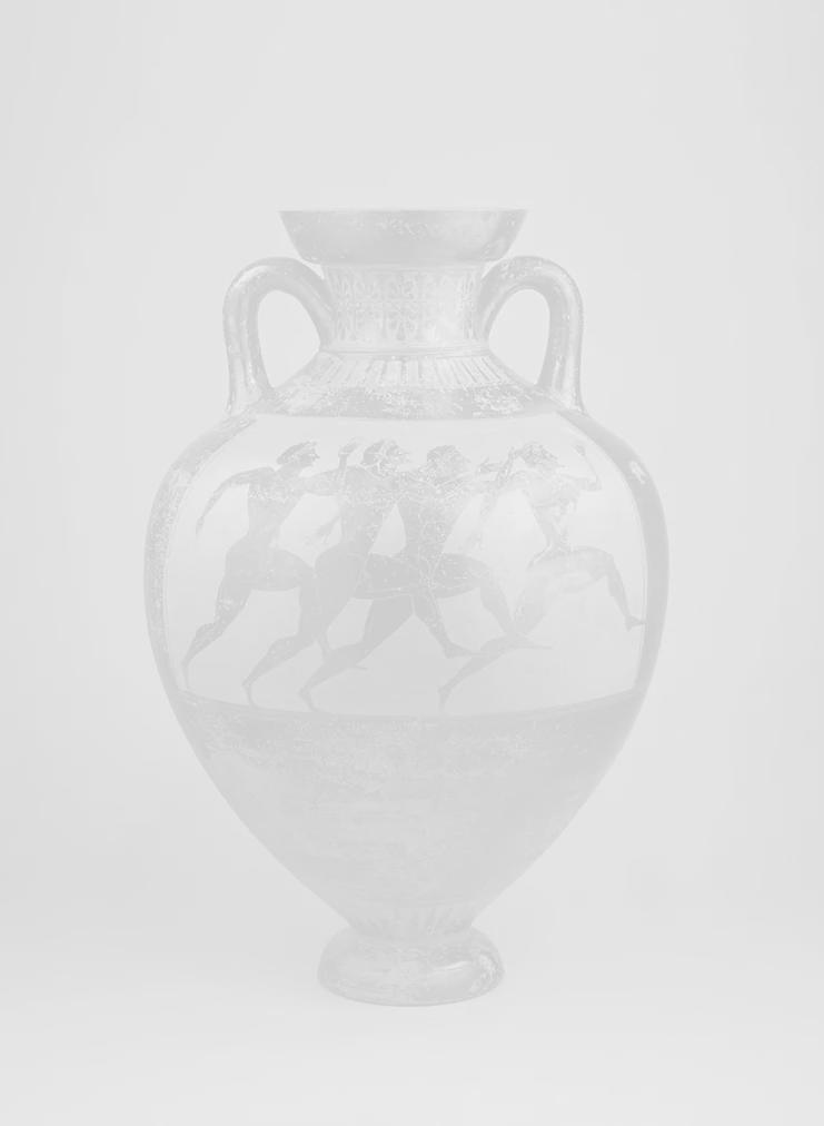 Αττικός μελανόμορφος παναθηναϊκός αμφορέας με παράσταση Αθηνάς Προμάχου και αθλητές σε αγώνα δρόμου. Αποδίδεται στον ζωγράφο του Ευχαρίδη. 525-500 π.Χ.