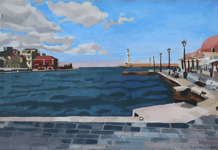 Γ. Γαροφαλάκης, «Λιμάνι Χανίων», 2022. Σκόνες, κόλλα