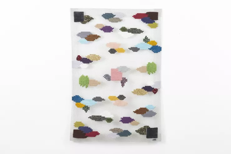 &quot;I Want To Make Nostalgia My Friend (Ponos)&quot;, 2023. Handmade embroidery &amp; weaving on metal screen, 28x40cm