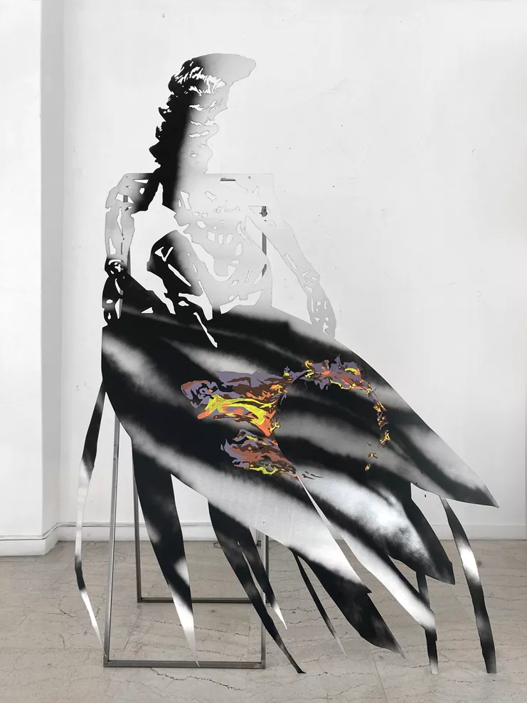 Lito Kattou, Body XII, 2022, aluminium, steel, acrylic paint 210 x 136,3 x 3 cm