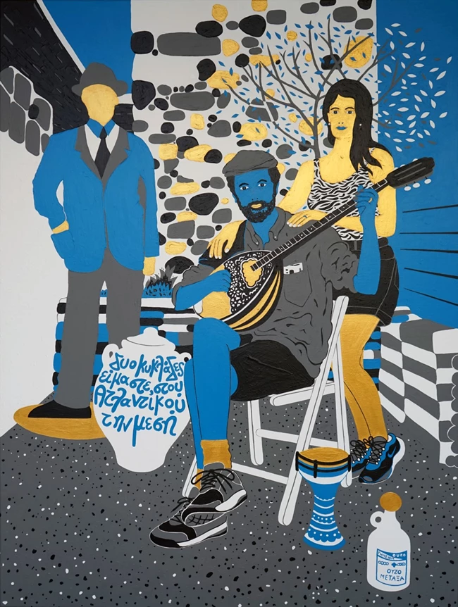 Cacao Rocks, Ρεμπέτικο, 200x150 cm, ακρυλικό σε καμβά, 2021