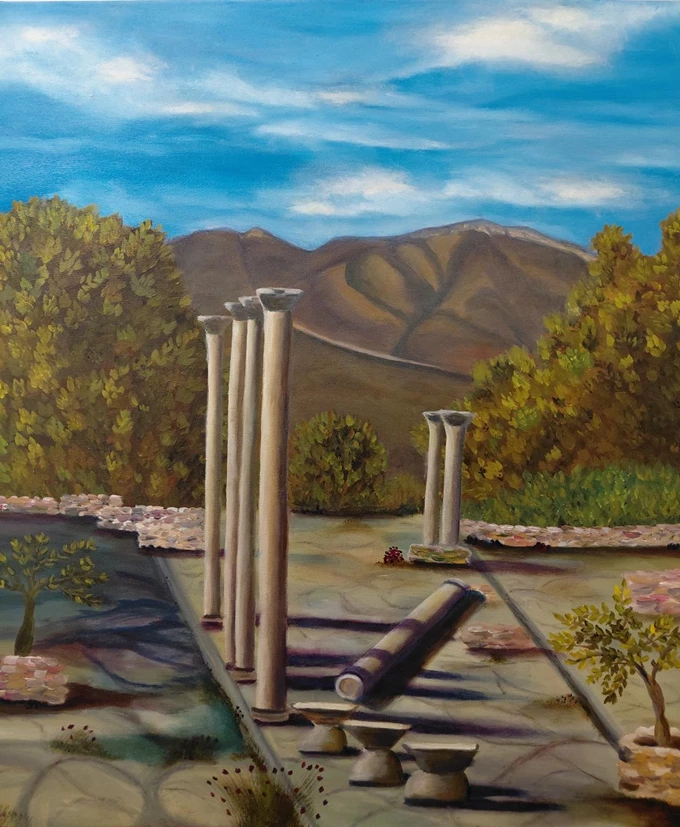 Roza Tarpagkou, Mémoires des pierres, 70x60cm, Λάδια σε καμβά