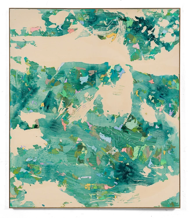 Yorgos Stamkopoulos, Untitled, 2020, Oil and Oilbars on Unprimed Canvas, 140x120cm © the artist, Photo © Trevor Good