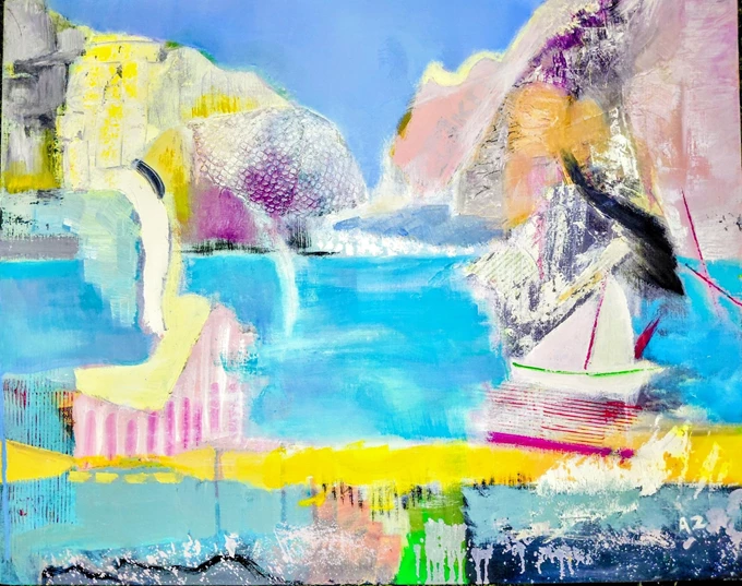 Agnes Zirini, Το ταξίδι του Οδυσσέα, 65x82cm, Λάδια σε λινό καμβά