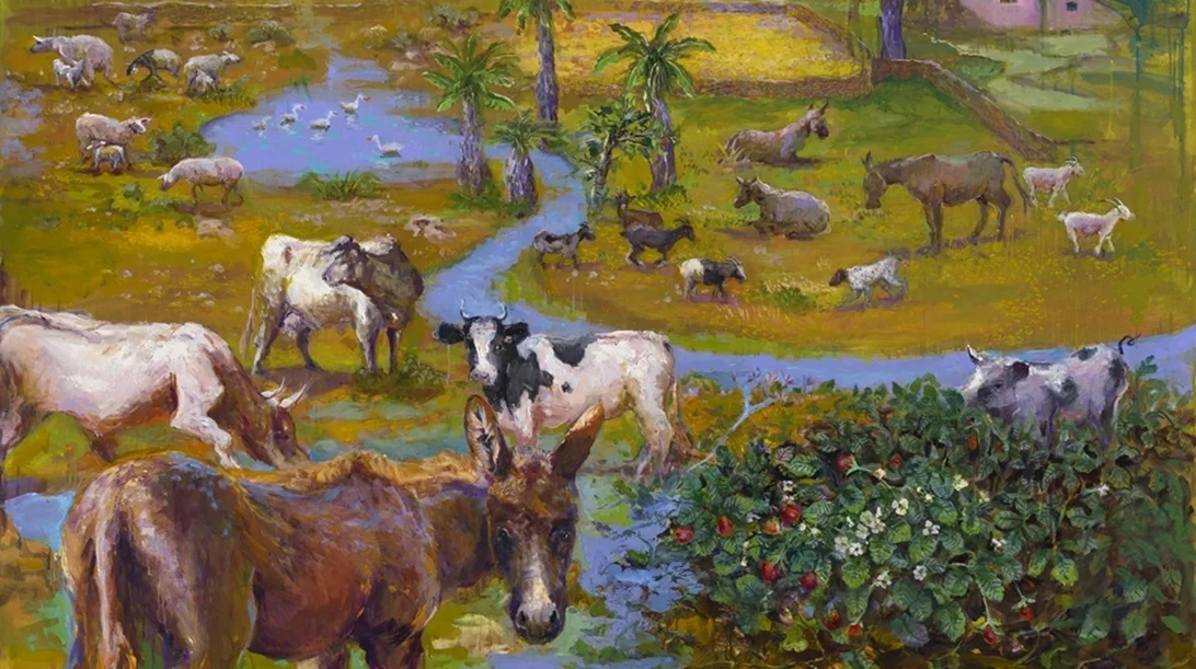 "Η κοινωνία της Μπέλλας και του Χάρη: Μια φάρμα": Η Ειρήνη Ηλιοπούλου ζωντανεύει τη φύση με ζωγραφική και γλυπτική