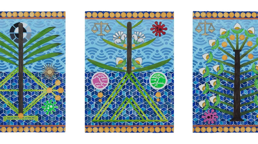 "Panicle Paintings": Οι μύθοι της Αρχαίας Μεσοποταμίας εκκινούν ένα συμβολικό ταξίδι για τη Navine G. Dossos