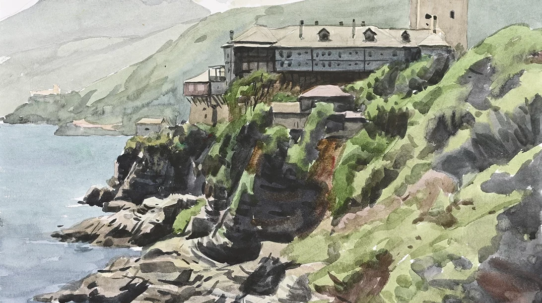 "Ακουαρέλες από το Άγιον Όρος" στο σπίτι του ζωγράφου Κωνσταντίνου Κερεστετζή