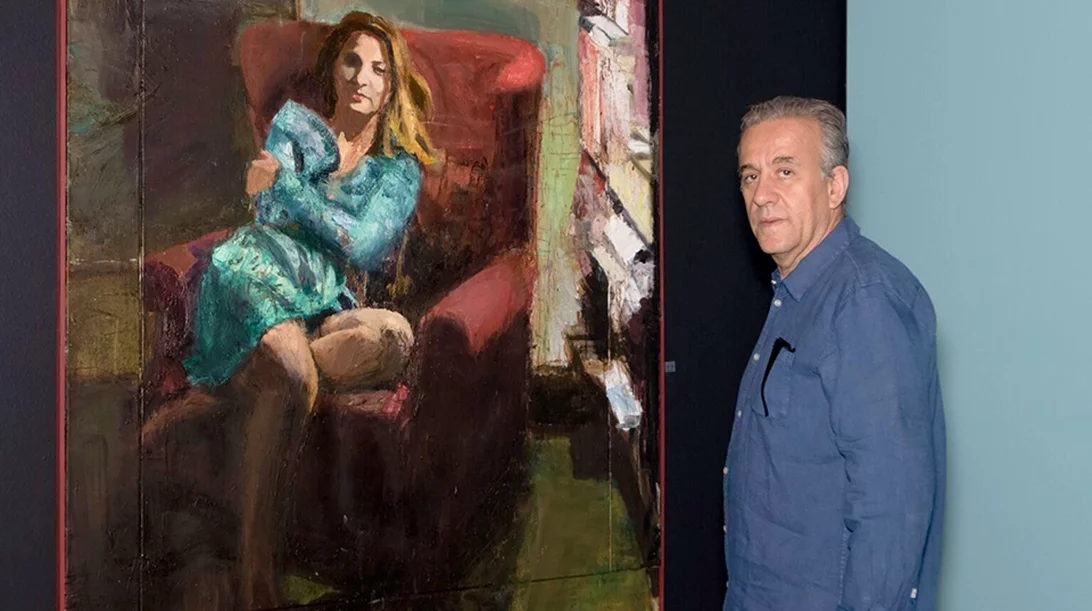 Ο Κώστας Καζαμιάκης συνομιλεί με τον ζωγράφο Φραγκίσκο Δουκάκη