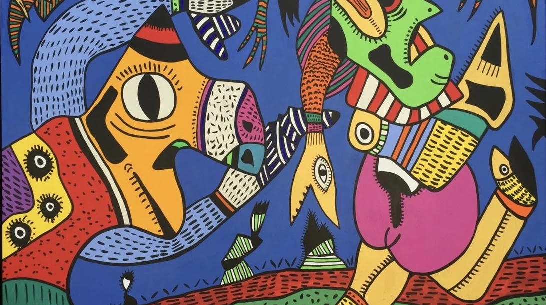 Ο Θανάσης Λάλας ζωγραφίζει μπροστά στην είσοδο του "NYX Esperia Palace Hotel Athens"