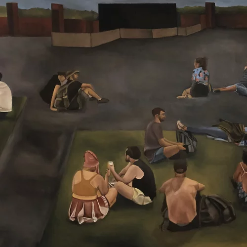 Ο Παναγιώτης Κεφαλάς παρουσιάζει τρία ζωγραφικά έργα με κοινό τους θέμα το πλήθος μιας υπαίθριας συναυλίας