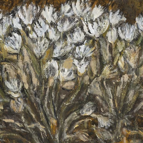 Η εικαστικός Αγγέλα Βορεάδου ζωγραφίζει "Άνθη της πέτρας"