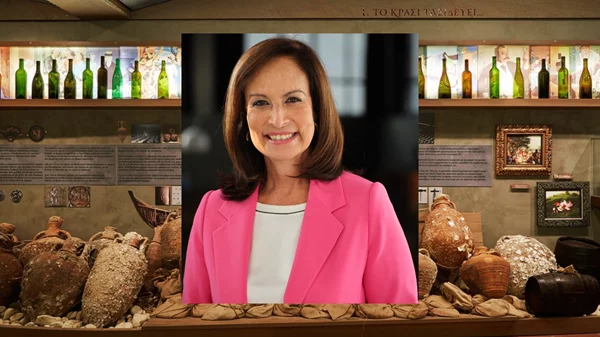 Η Άννα Διαμαντοπούλου στο Μουσείο Οίνου Γεροβασιλείου