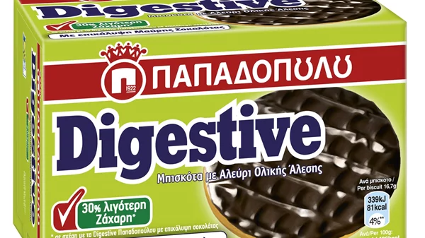 Νέα Digestive Παπαδοπούλου με επικάλυψη μαύρης σοκολάτας & 30% λιγότερη ζάχαρη