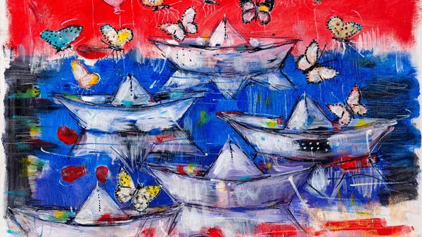 Η ανάγκη για ελευθερία και επανασύνδεση αποδίδεται ζωγραφικά στις πολύχρωμες "Πτήσεις" του Απόστολου Λάβδα