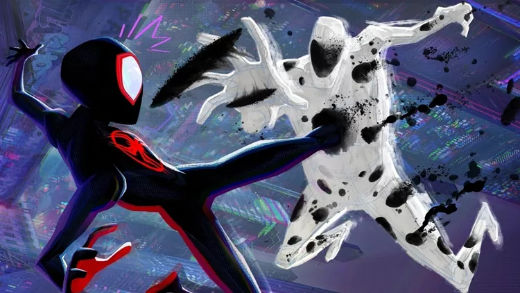 Spider-Man akrovatontas sto araxno-simpan