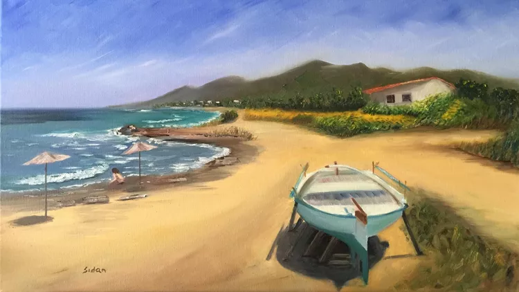 Sidan Ghazi, Aigina summer, 40x70cm, Λάδια σε καμβά