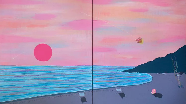 Coming, acrylics, oil and oil-sticks on linen, 200x120cm (diptych), 2020
