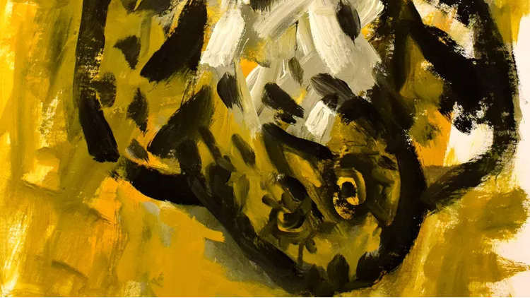 Nikos Kaskouras, 2020, Athens - Owl - Acrylics on paper 50x 70 cm