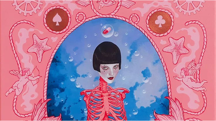 Drowned by love, acrylics on canvas, 80 x 60 cm