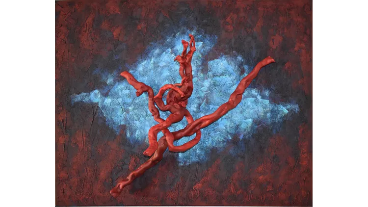 Miltos Tsivdaris, Blood lines, 80x100cm, Μικτή τεχνική