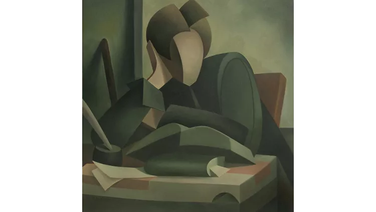 Tα πράσινα βιβλία / Λάδι σε καμβά / 70 x 70 cm Ευθύμης Μαλαφούρης