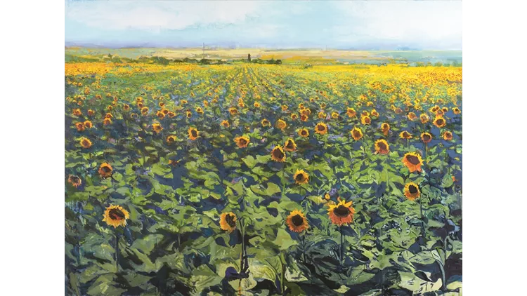 Μίλτος Γκολέμας, Το χατίρι του ήλιου, Λάδι και άμμος σε καμβά, 180x243 cm, 2021