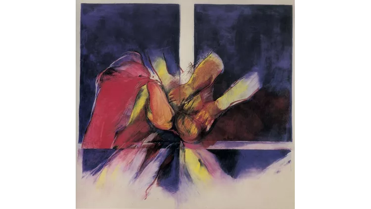 Βάνα Ξένου, Ιουδήθ και Ολοφέρνης, 1983. Ακουαρέλλα και παστέλ σε χαρτί maroufle 2,20x2,30m. Παραχώρηση της καλλιτέχνιδας και της CITRONNE Gallery.