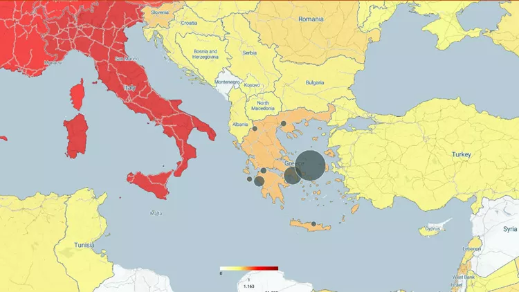 Ένας διαδραστικός χάρτης από το iMEdD Lab δείχνει την εξάπλωση του Covid-19